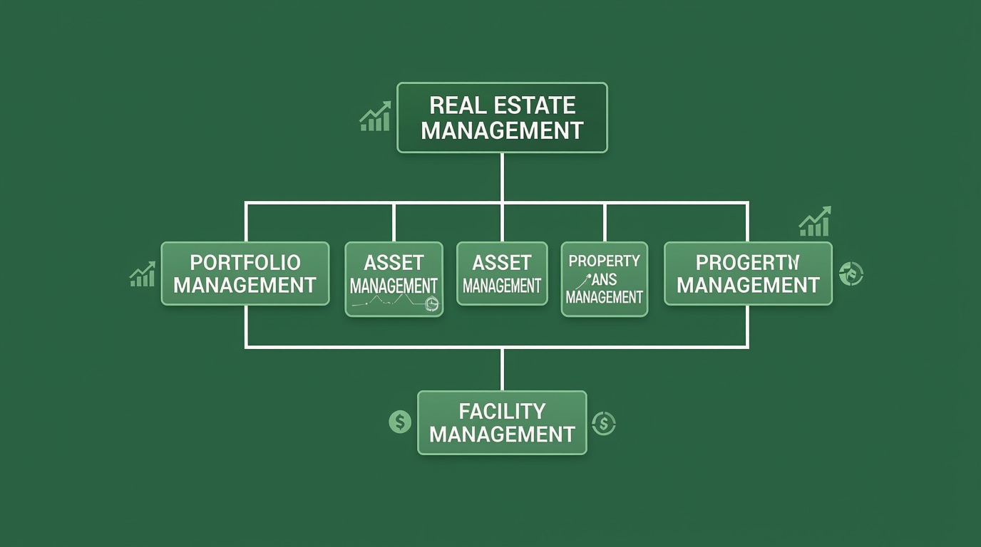 تفاوت Real Estate Management، Portfolio Management، Asset Management، Property Management و Facility Management